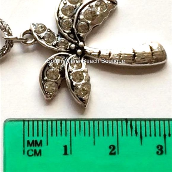 Palm Tree Necklace 24" Crystal Silver Plated BIG Pendant Island Beach Coconut - Picture 10 of 10